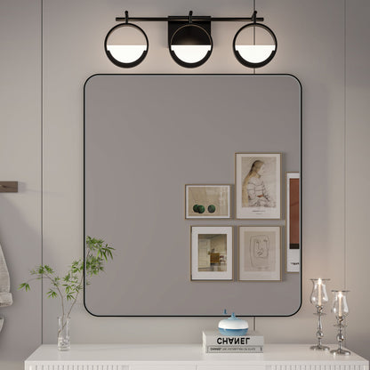 Noir 32" x 36" Vanity Mirror �C Modern, Elegant, Rectangular Wall Mirror with Tempered Glass, Shatterproof, Rust-Resistant, Matte Black Frame for Bathroom, Living Room & Hallway - ExBriteUSA