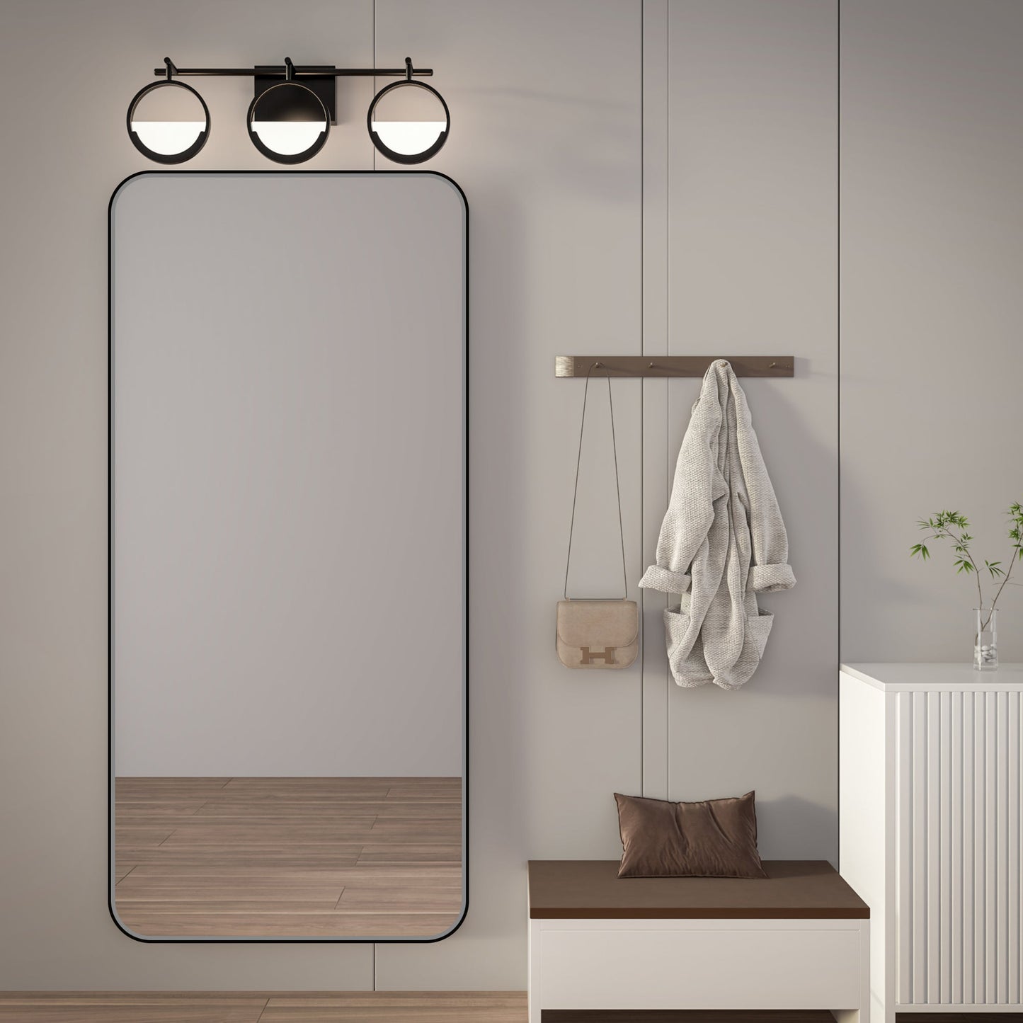 Noir 60" x 28" Vanity Mirror �C Modern, Elegant, Rectangular Wall Mirror with Tempered Glass, Shatterproof, Rust-Resistant, Matte Black Frame for Bathroom, Living Room & Hallway - ExBriteUSA