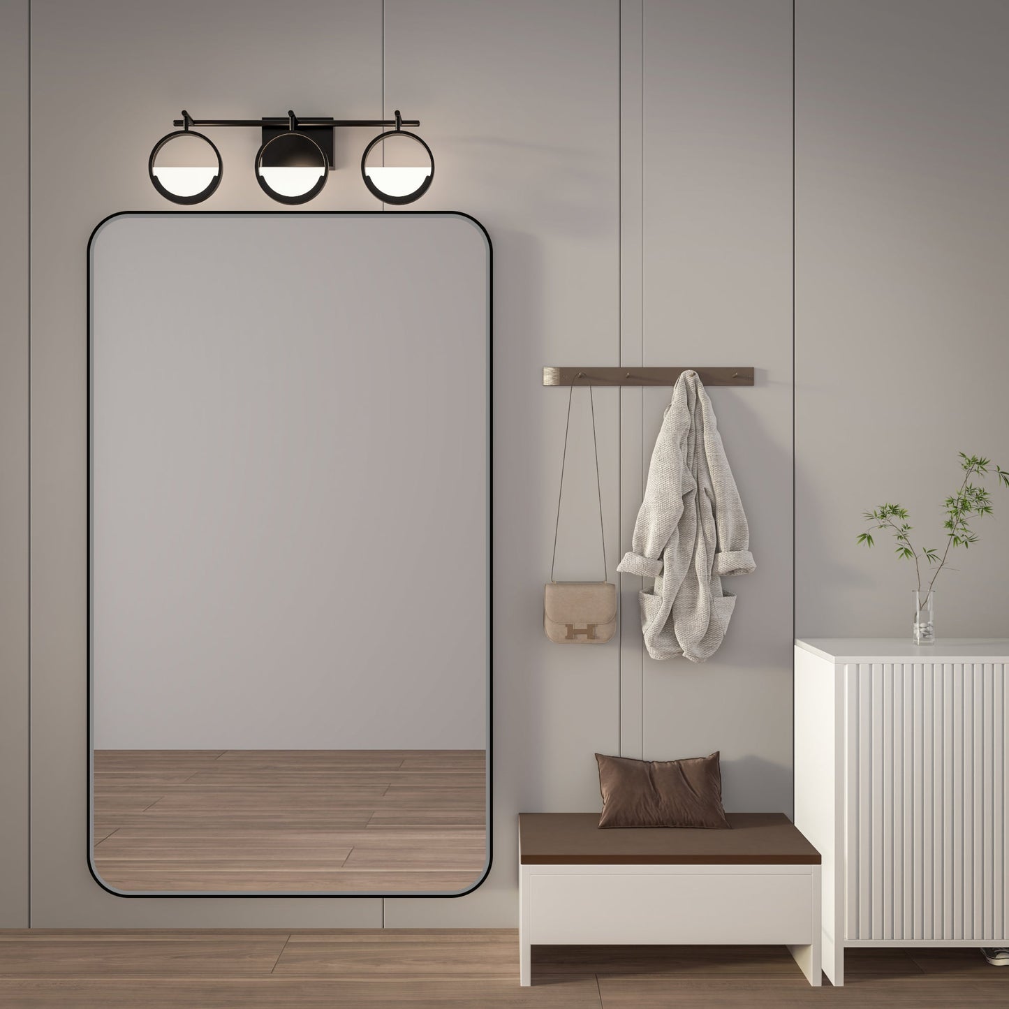 Noir 60" x 36" Vanity Mirror �C Modern, Elegant, Rectangular Wall Mirror with Tempered Glass, Shatterproof, Rust-Resistant, Matte Black Frame for Bathroom, Living Room & Hallway - ExBriteUSA