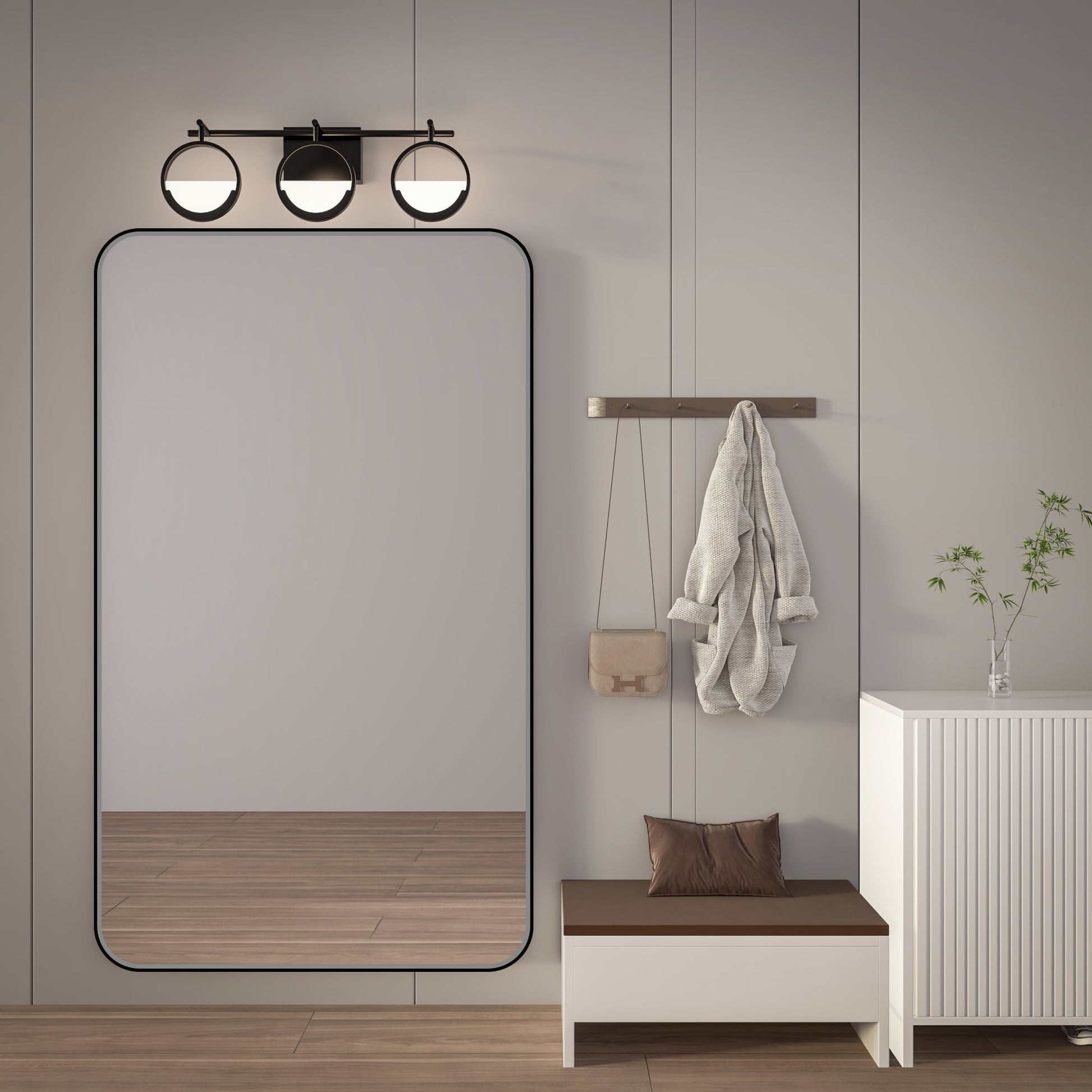 Noir 60" x 36" Vanity Mirror �C Modern, Elegant, Rectangular Wall Mirror with Tempered Glass, Shatterproof, Rust-Resistant, Matte Black Frame for Bathroom, Living Room & Hallway - ExBriteUSA