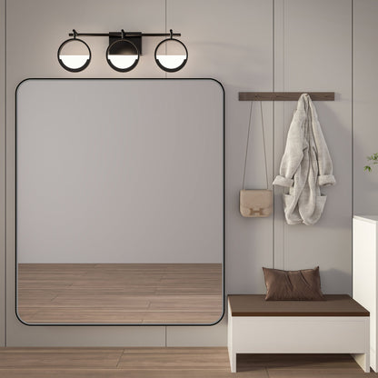 Noir 48" x 40" Vanity Mirror �C Modern, Elegant, Rectangular Wall Mirror with Tempered Glass, Shatterproof, Rust-Resistant, Matte Black Frame for Bathroom, Living Room & Hallway - ExBriteUSA