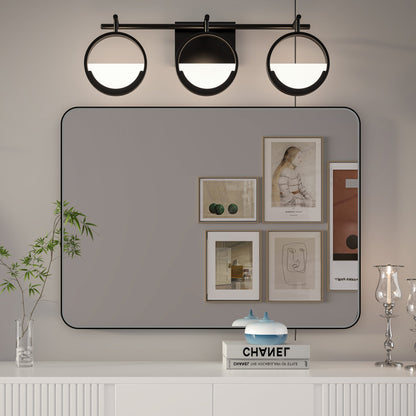 Noir 24" x 32" Vanity Mirror �C Modern, Elegant, Rectangular Wall Mirror with Tempered Glass, Shatterproof, Rust-Resistant, Matte Black Frame for Bathroom, Living Room & Hallway - ExBriteUSA