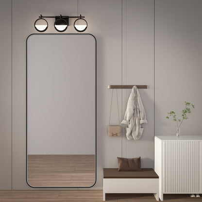 Noir 72" x 32" Vanity Mirror �C Modern, Elegant, Rectangular Wall Mirror with Tempered Glass, Shatterproof, Rust-Resistant, Matte Black Frame for Bathroom, Living Room & Hallway - ExBriteUSA
