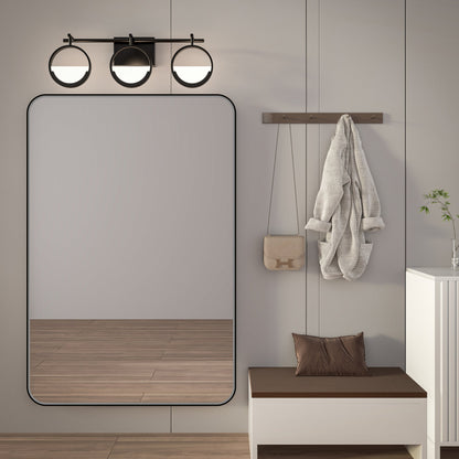 Noir 48" x 32" Vanity Mirror �C Modern, Elegant, Rectangular Wall Mirror with Tempered Glass, Shatterproof, Rust-Resistant, Matte Black Frame for Bathroom, Living Room & Hallway - ExBriteUSA