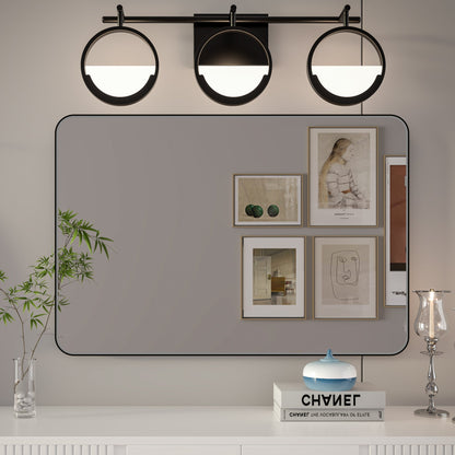 Noir 20" x 30" Vanity Mirror �C Modern, Elegant, Rectangular Wall Mirror with Tempered Glass, Shatterproof, Rust-Resistant, Matte Black Frame for Bathroom, Living Room & Hallway - ExBriteUSA