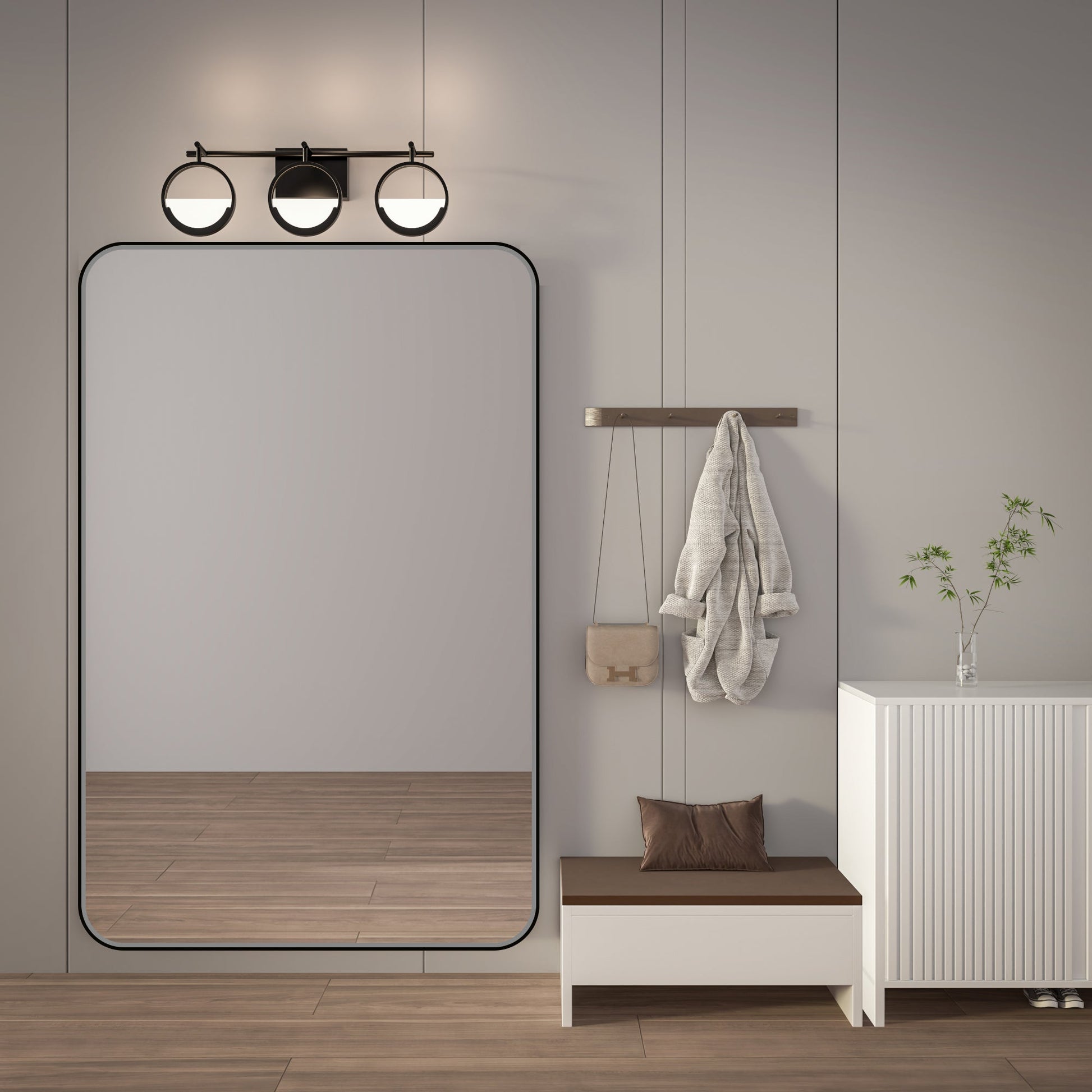 Noir 60" x 40" Vanity Mirror �C Modern, Elegant, Rectangular Wall Mirror with Tempered Glass, Shatterproof, Rust-Resistant, Matte Black Frame for Bathroom, Living Room & Hallway - ExBriteUSA