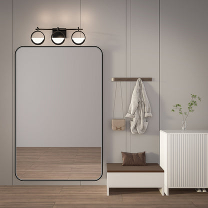 Noir 60" x 40" Vanity Mirror �C Modern, Elegant, Rectangular Wall Mirror with Tempered Glass, Shatterproof, Rust-Resistant, Matte Black Frame for Bathroom, Living Room & Hallway - ExBriteUSA