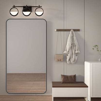 Noir 55" x 30" Vanity Mirror �C Modern, Elegant, Rectangular Wall Mirror with Tempered Glass, Shatterproof, Rust-Resistant, Matte Black Frame for Bathroom, Living Room & Hallway - ExBriteUSA