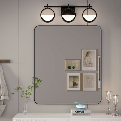Noir 30" x 36" Vanity Mirror �C Modern, Elegant, Rectangular Wall Mirror with Tempered Glass, Shatterproof, Rust-Resistant, Matte Black Frame for Bathroom, Living Room & Hallway - ExBriteUSA