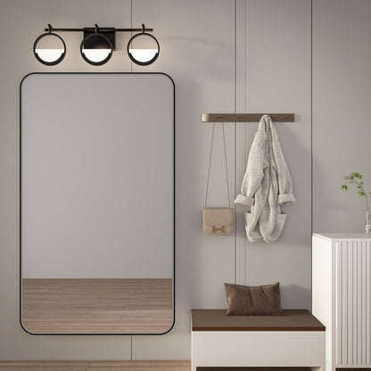 Noir 52" x 30" Vanity Mirror �C Modern, Elegant, Rectangular Wall Mirror with Tempered Glass, Shatterproof, Rust-Resistant, Matte Black Frame for Bathroom, Living Room & Hallway - ExBriteUSA