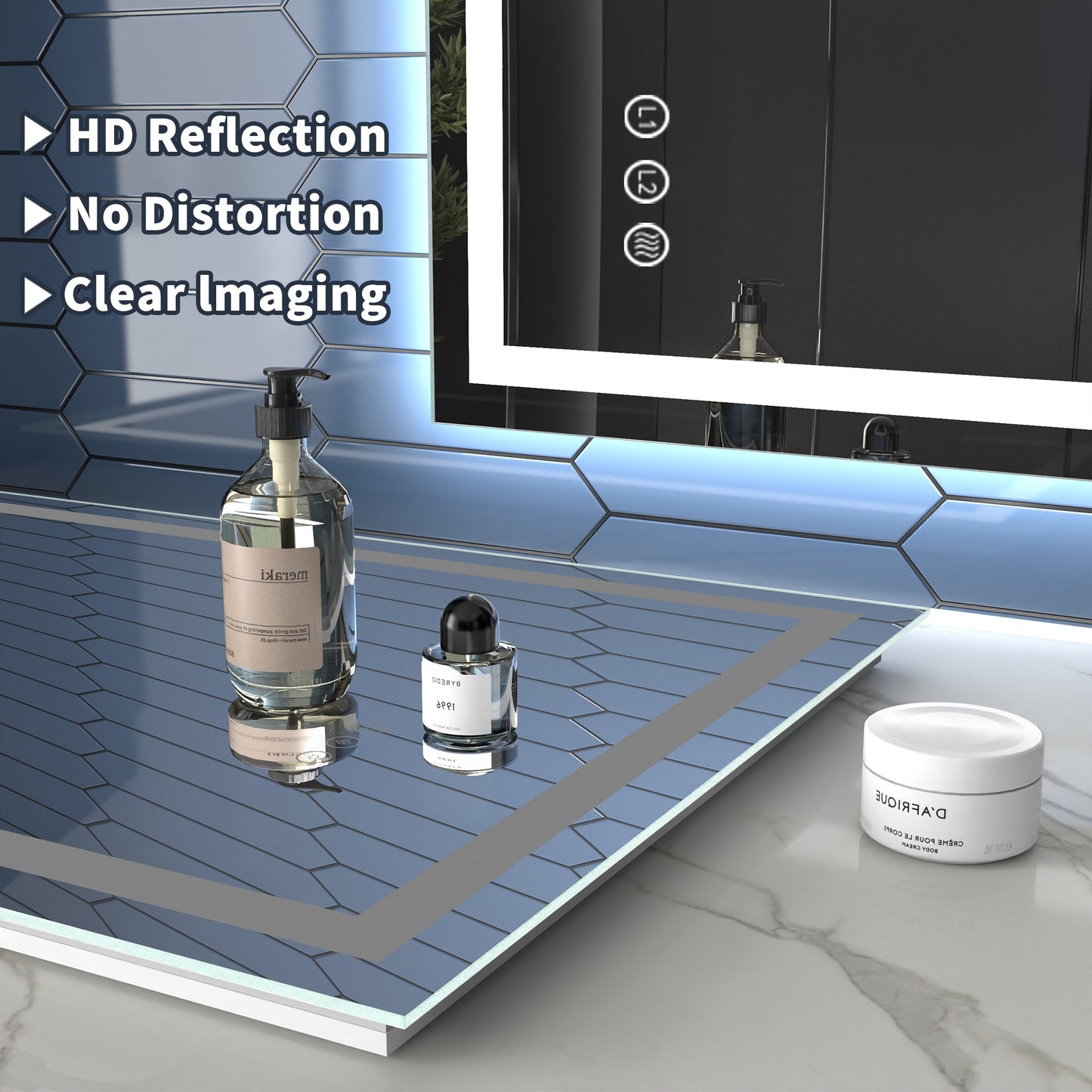 Apex-T 84" W x 32" H Lighted Bathroom Large Light Led Mirror,Anti Fog,Dimmable,Three Lighting Modes