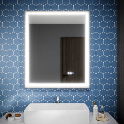 Verloar 30" W x 36" H Framed Lighted Bathroom Mirror,Dimmable,Anti Fog,Front-Lit Illumination,Brushed Nickel