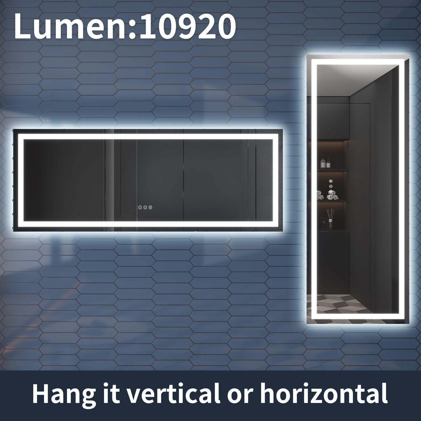 Apex-T 84" W x 32" H Lighted Bathroom Large Light Led Mirror,Anti Fog,Dimmable,Three Lighting Modes