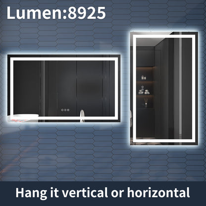 Apex-T 60" W x 36" H Lighted Bathroom Large Light Led Mirror,Anti Fog,Dimmable,Three Lighting Modes