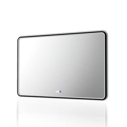 Lumina 48" W x 30" H LED Lighted Bathroom Mirror,High Illuminate, Inner & Outer Lighting,Anti-Fog, Dimmable,Black Frame with Rounded Corners