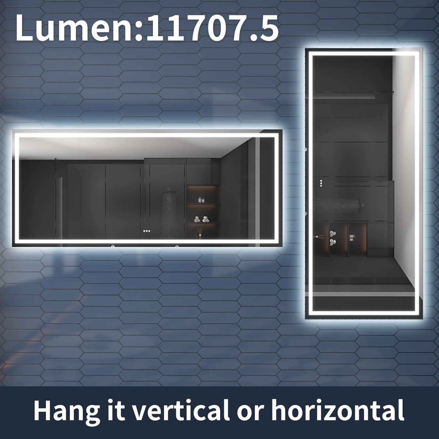 Apex-T 108" W x 48" H Lighted Bathroom Large Light Led Mirror,Anti Fog,Dimmable,Three Lighting Modes