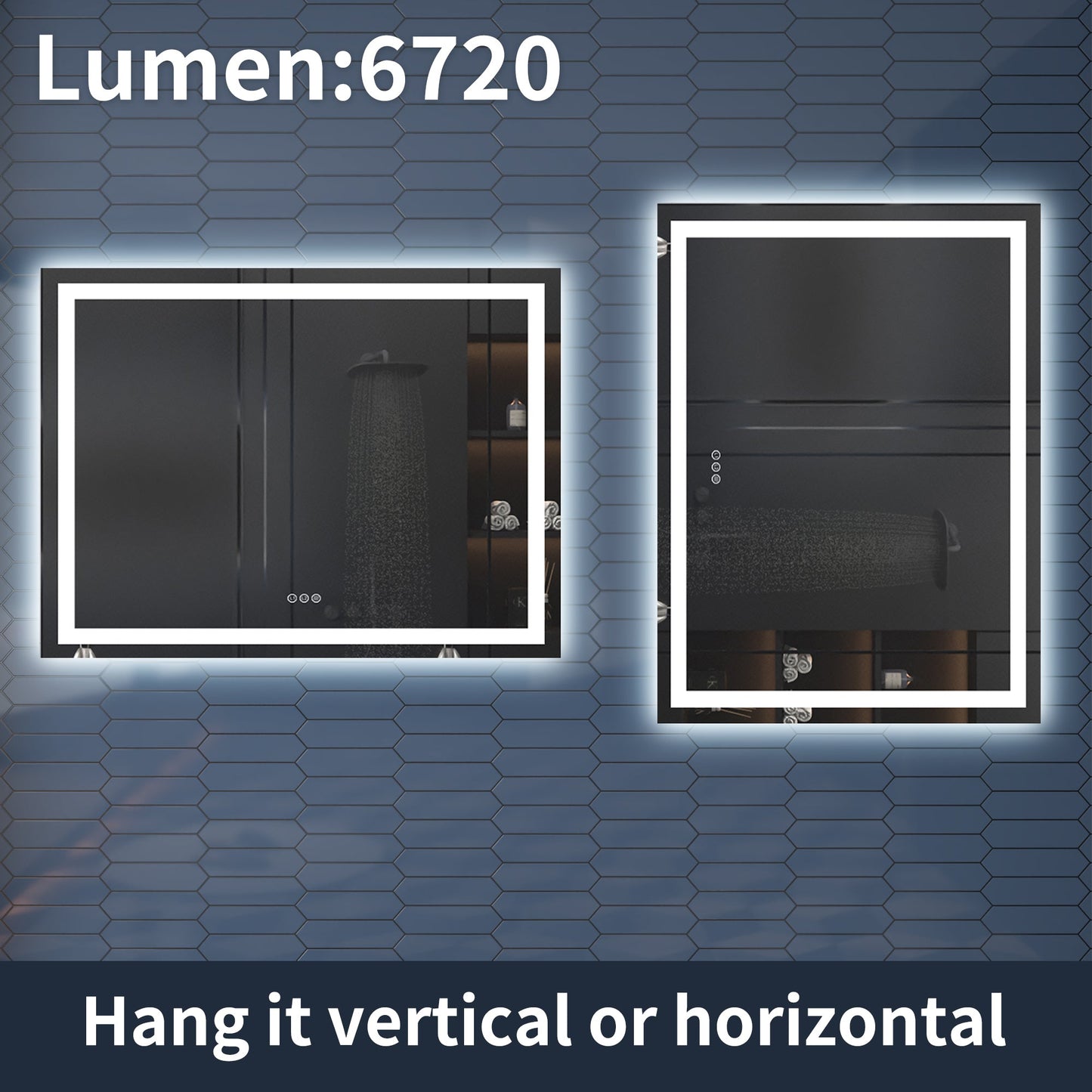 Apex-T 48" W x 32" H Lighted Bathroom Large Light Led Mirror,Anti Fog,Dimmable,Three Lighting Modes