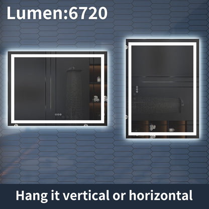 Apex-T 48" W x 32" H Lighted Bathroom Large Light Led Mirror,Anti Fog,Dimmable,Three Lighting Modes