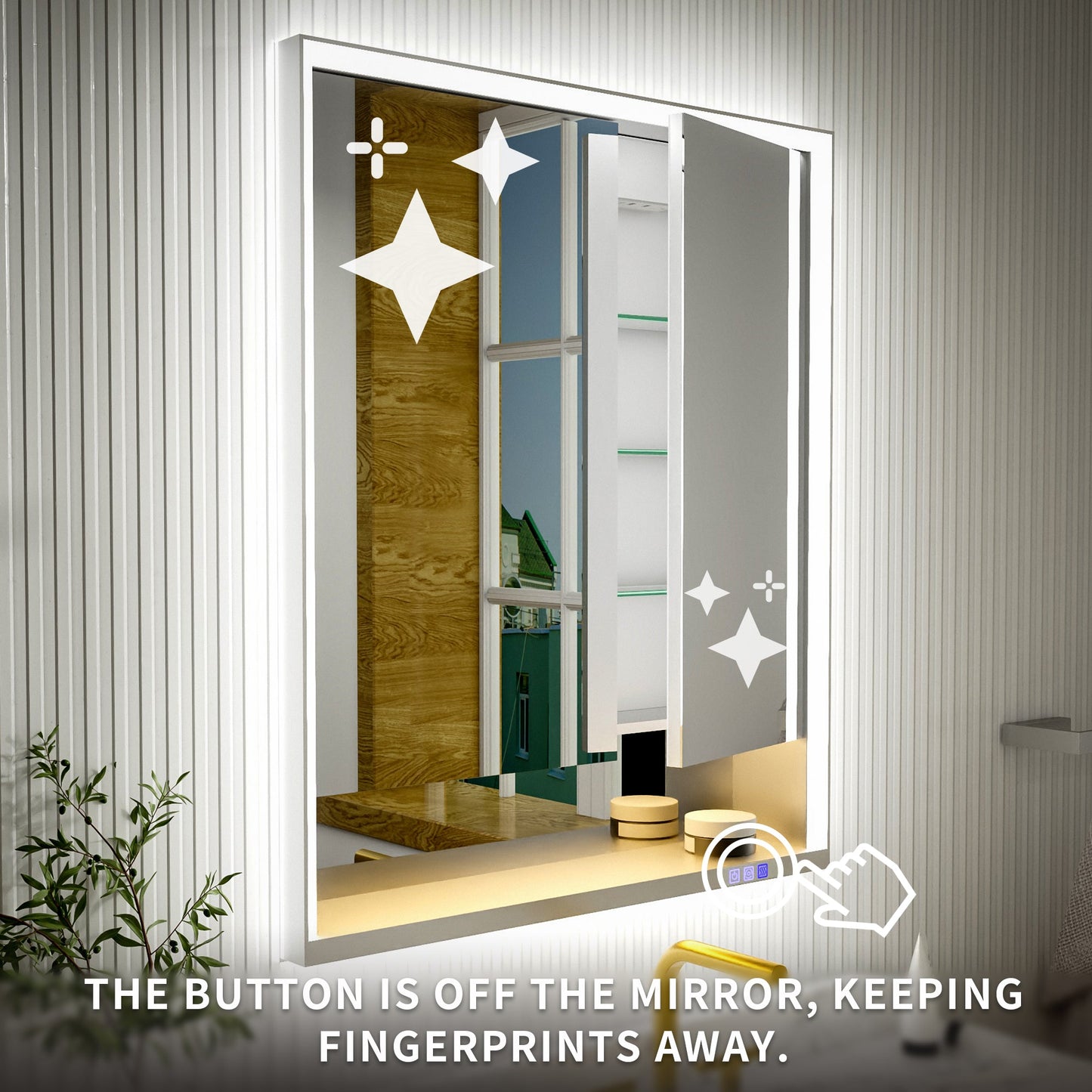 Ample 30" W x 36" H LED Lighted Chrome Medicine Cabinet with Mirror and Shelves for Bathroom Recessed or Surface Mount - ExBriteUSA