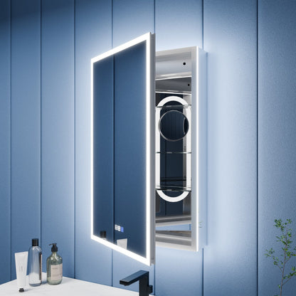 Illusion 24" x 32" LED Lighted Medicine Cabinet with Magnifiers Front and Back Light,Hinge on Left