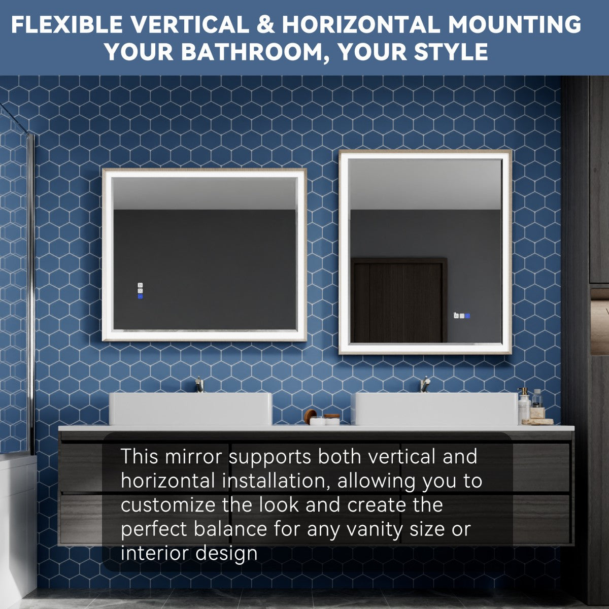 Verloar 30" W x 36" H Framed Lighted Bathroom Mirror,Dimmable,Anti Fog,Front-Lit Illumination,Brushed Nickel