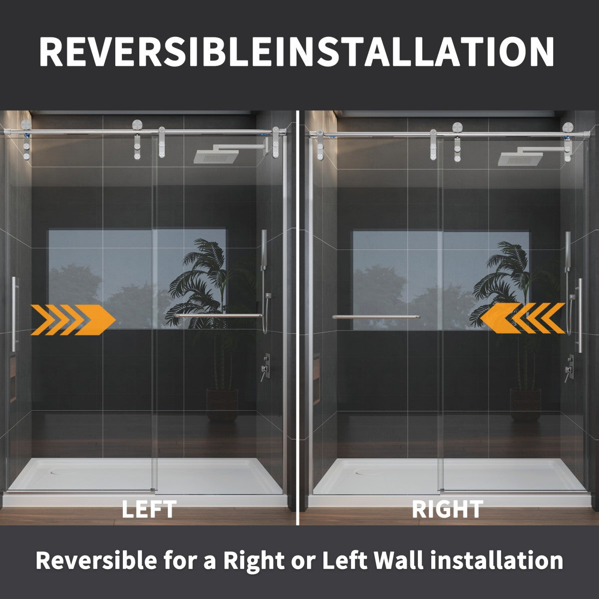 Anchor-B Allsumhome 56"-60"W x 76"H Frameless Sliding Shower Door,8mm Tempered Glass Shower Enclosure,Double Easy Clean Coat,Brushed Nickel,Buffer