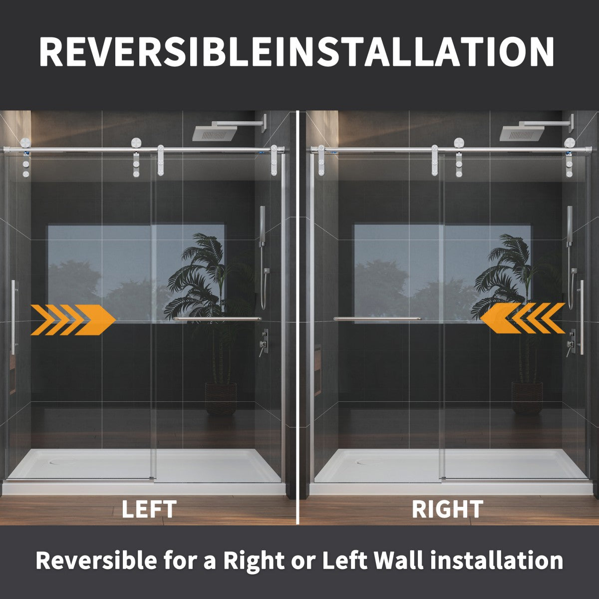 Anchor-B Allsumhome 56"-60"W x 70"H Frameless Sliding Shower Door,Tempered Glass,Shower Enclosure,Double Side Easy Clean Coat,Brushed Nickel ,Buffer