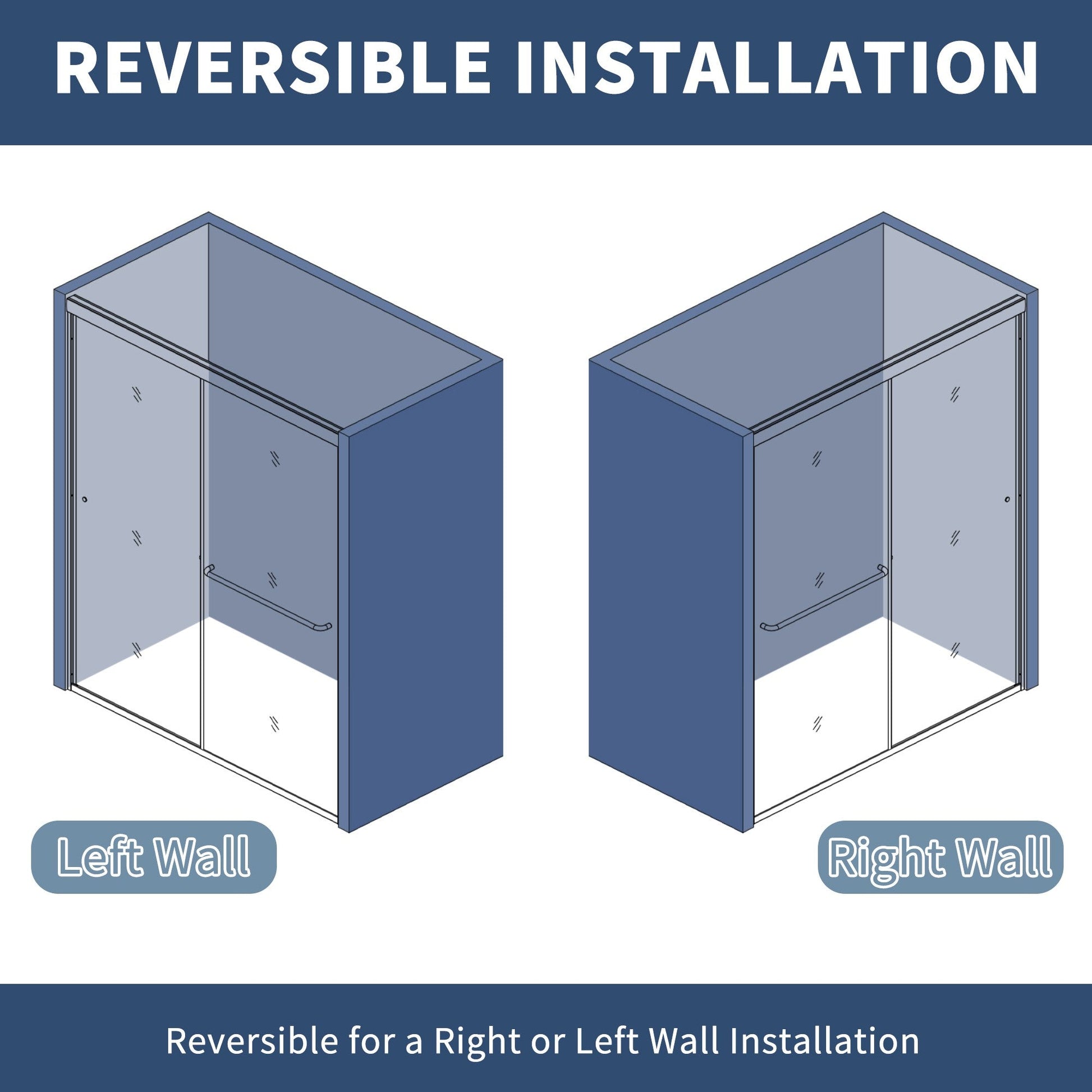 Glide Semi-Frameless Shower Door 50-54 in. W x 72 in. H Bypass Sliding Shower Enclosure,Brushed Nickel,Double Sliding Glass Bathroom Doors - ExBriteUSA
