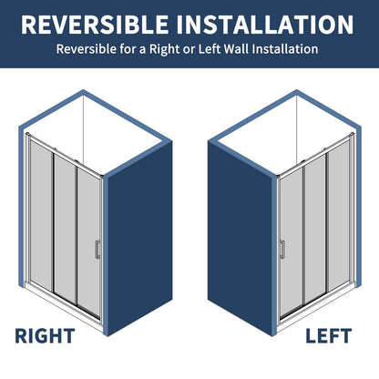 Nexus 56-60W x 70.H Easy Clean Double Framed Sliding Shower Door with 1/4" (6mm) Clear SGCC Tempered Glass,Matte Black Finish (Copy)