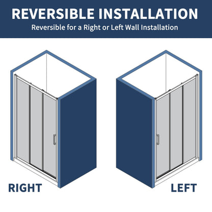 Nexus 56-60W x 70.H Easy Clean Framed Tri-Fold Sliding Shower Door with 1/4" (6mm) Clear SGCC Tempered Glass,Brushed Golde Finish