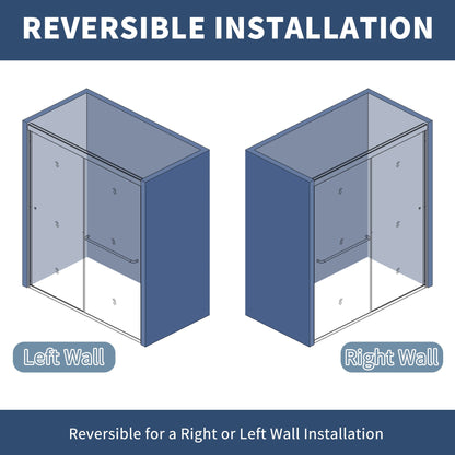 Glide 50-54 in. W x 70 in. H Sliding Glass Shower Doors Frame in Nickel,Clear Tempered Glass - ExBriteUSA