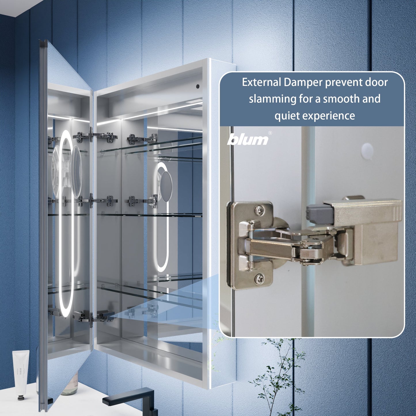 Illusion 36" x 32" LED Lighted Medicine Cabinet with Magnifiers Front and Back Light - ExBriteUSA