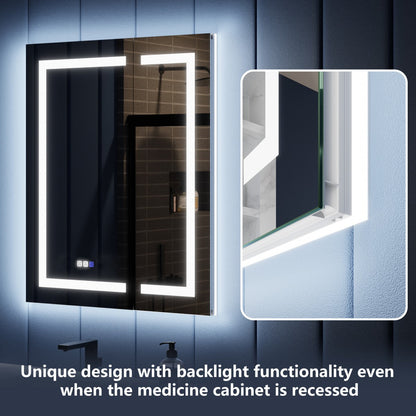 Illusion-B 36" x 36" LED Lighted Inset Mirrored Medicine Cabinet with Magnifiers Front and Back Light