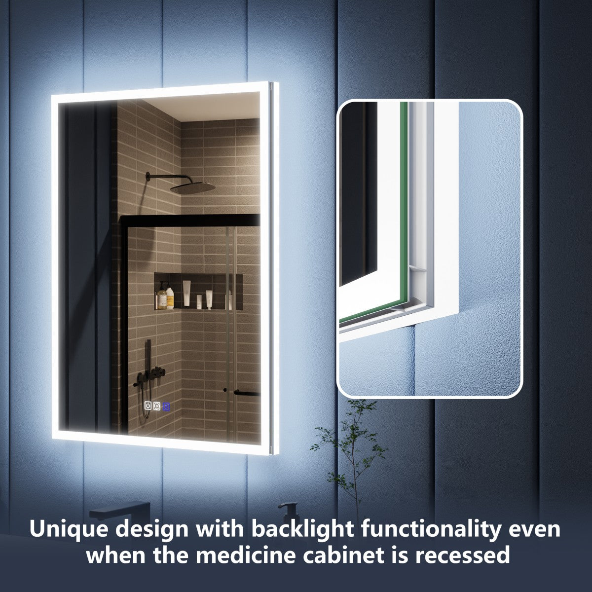 Illusion 24" x 32" LED Lighted Medicine Cabinet with Magnifiers Front and Back Light,Hinge on Left