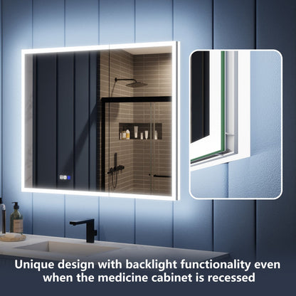 Illusion 40" x 32" LED Medicine Cabinet with Lights, Magnifiers Front and Back Light