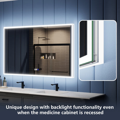 Illusion 72" x 36" LED Lighted Medicine Cabinet with Magnifiers Front and Back Light