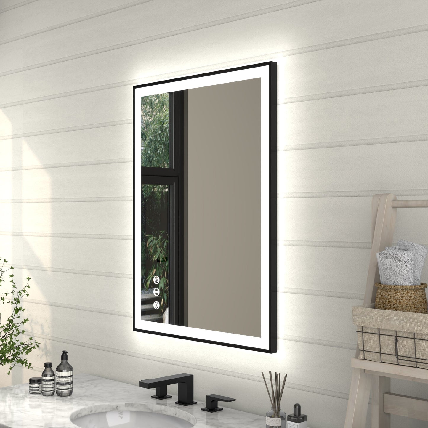 Apex-Noir 24"x32" Framed LED Lighted Bathroom Mirror