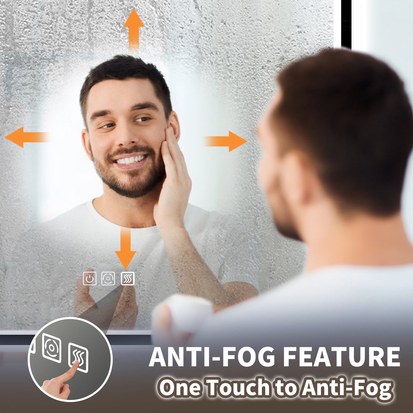 Lumina 48" W x 30" H LED Lighted Bathroom Mirror,High Illuminate, Inner & Outer Lighting,Anti-Fog, Dimmable,Black Frame with Rounded Corners