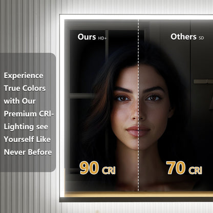 Ample 30" W x 36" H LED Lighted Chrome Medicine Cabinet with Mirror and Shelves for Bathroom Recessed or Surface Mount - ExBriteUSA