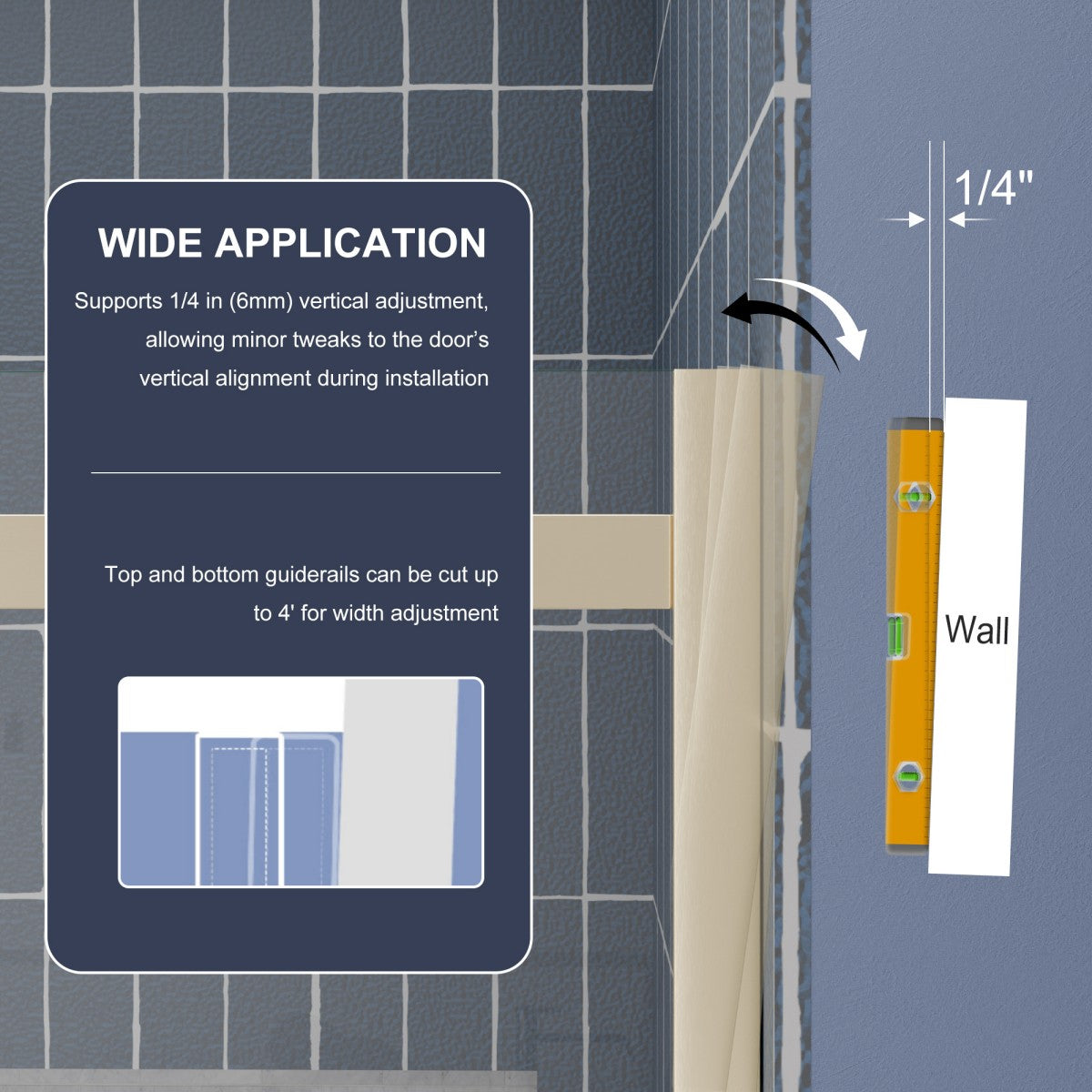 Zephyr 56-60" Semi-Frameless Single Sliding Tub Door,Brushed Gold,Bypass Bathtub Shower Tempered Glass Door with Explosion-Proof Film