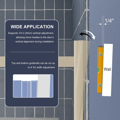 Zephyr 56-60" Semi-Frameless Single Sliding Tub Door,Brushed Gold,Bypass Bathtub Shower Tempered Glass Door with Explosion-Proof Film