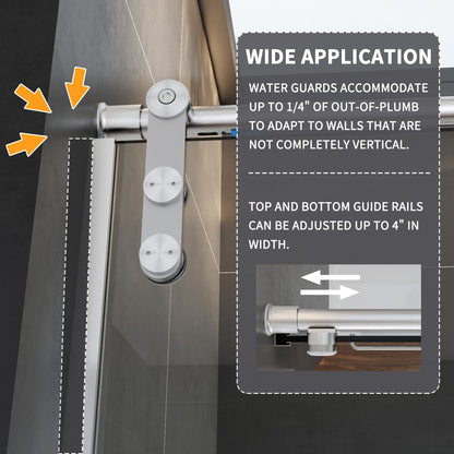 Anchor-B Allsumhome 56"-60"W x 76"H Frameless Sliding Shower Door,8mm Tempered Glass Shower Enclosure,Double Easy Clean Coat,Brushed Nickel,Buffer