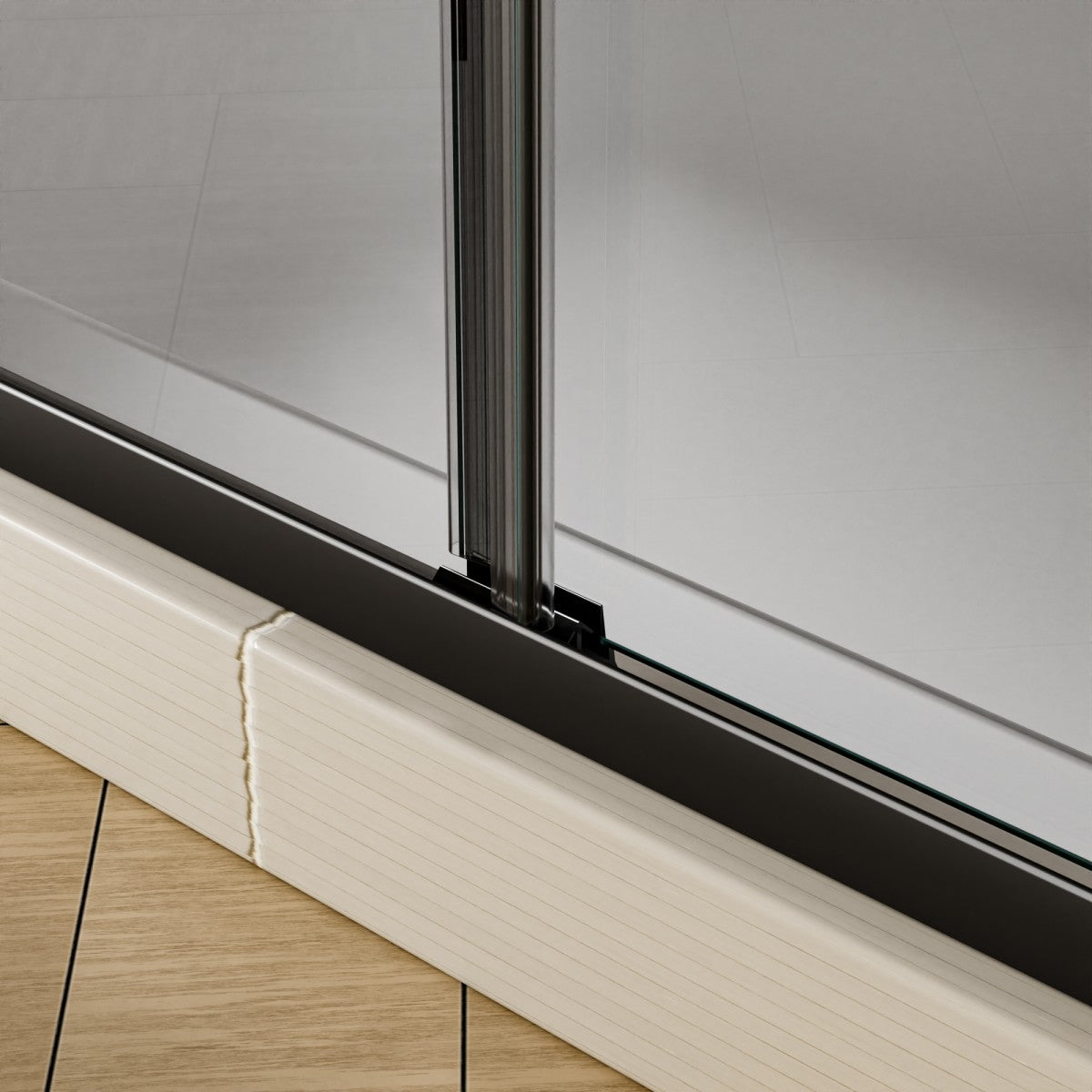 Glide-GR Framed Shower Door 44-48 in. W x 70 in. H Bypass Sliding Shower Enclosure,Matte Black,Double Sliding Smoke Gray Glass