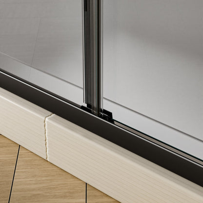 Glide-GR Framed Shower Door 44-48 in. W x 70 in. H Bypass Sliding Shower Enclosure,Matte Black,Double Sliding Smoke Gray Glass