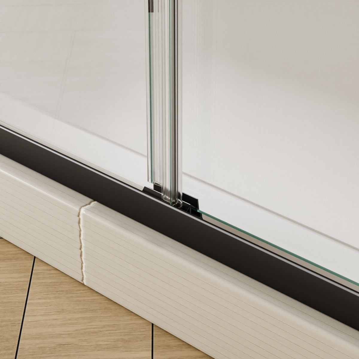 Glide 44-48" Wide x 70" High Sliding Glass Shower Doors Frame in Black,Clear Tempered Glass