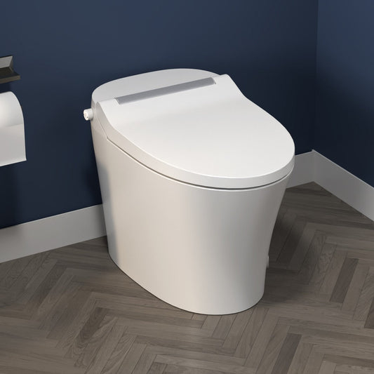 ExBrite Smart toilet with Built-in Adjustable Temp Heated Seat, Auto Flush, 1.28 GPF, Foot sensor Flush, White Night Light - ExBriteUSA