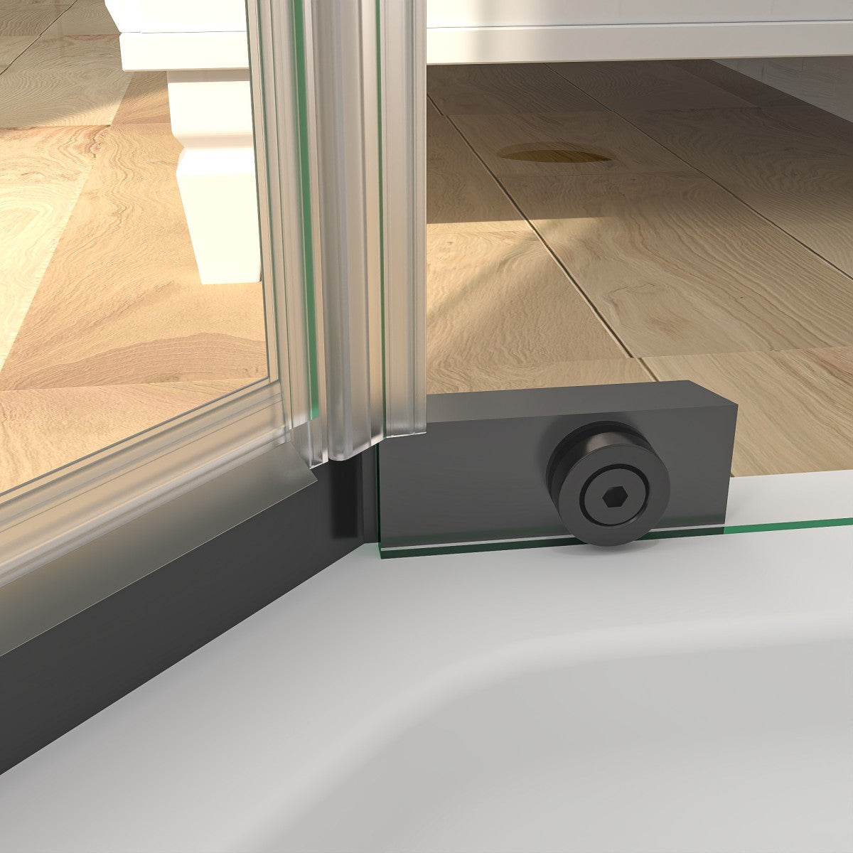 Prism Neo-Angle Frameless Shower Door 38 in. W x 72 in. H Corner Shower Enclosure,6mm Clear Glass,Pivot Shower Doors,Matte Black,Not Base