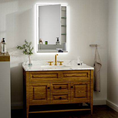 Ample 24" W x 36" H Recessed Medicine Cabinet with Mirror and Lights - Chrome Finish & Shelves for Bathroom