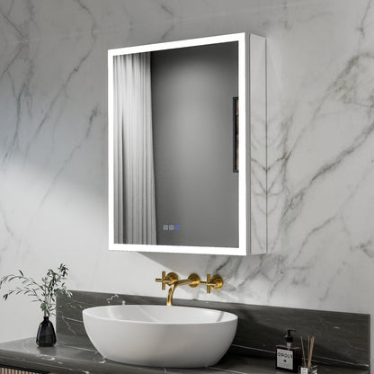 ExBrite 24"W x 30"H LED Medicine Cabinet with Anti-Fog, Stepless Color Temperature and Dimming, Adjustable Shelves, Aluminum Frame, Recessed or Surface Mount, Hinge on Right - ExBriteUSA