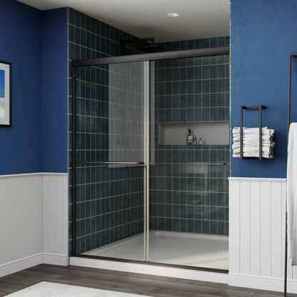 Glide Framed Shower Door 56-60 in. W x 72 in. H Bypass Sliding Shower Enclosure,Matte Black,Double Sliding Glass Bathroom Doors